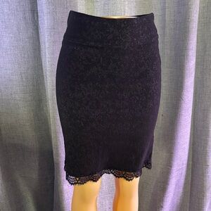 Margaret M Black Lace Pencil Skirt